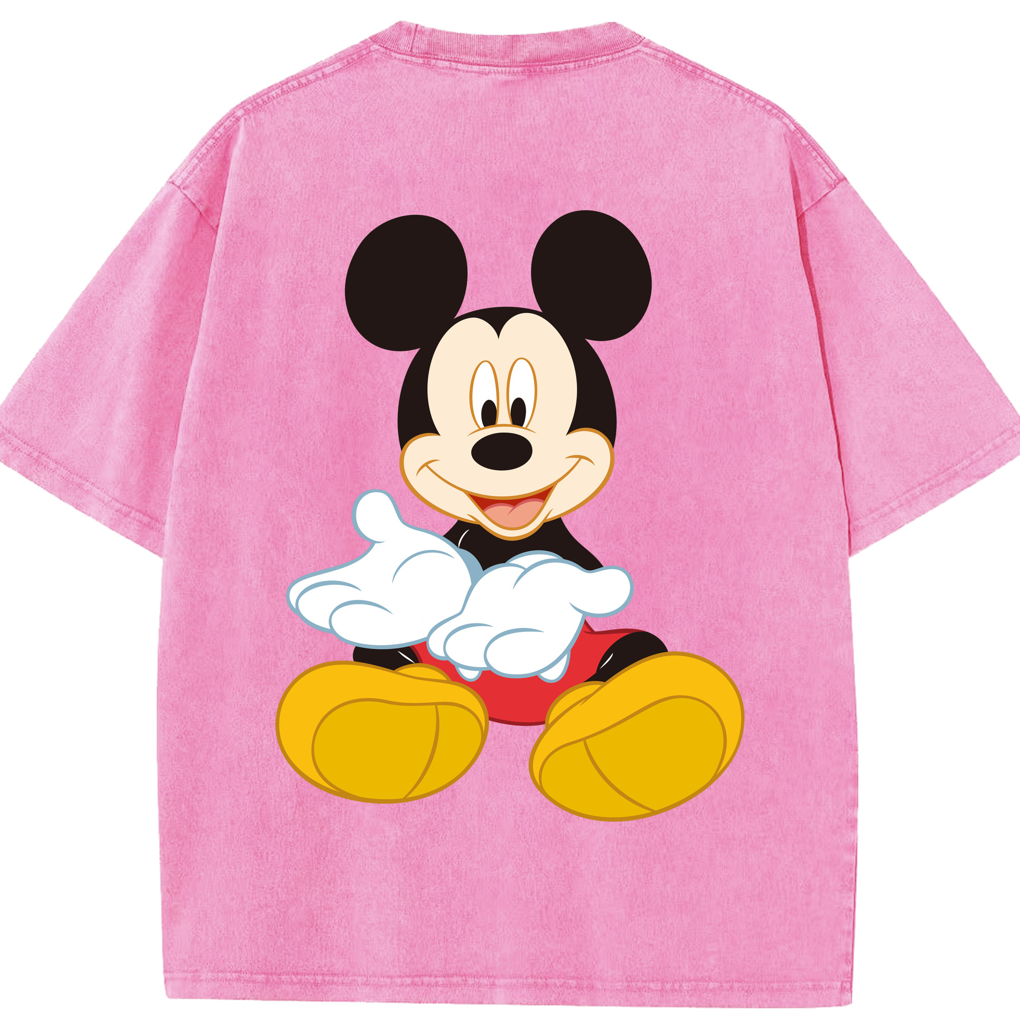 （画像用） ミッキーマウス Mickey Mouse 綿100% ヴィンテージ風 半袖Tシャツ（背面プリント）